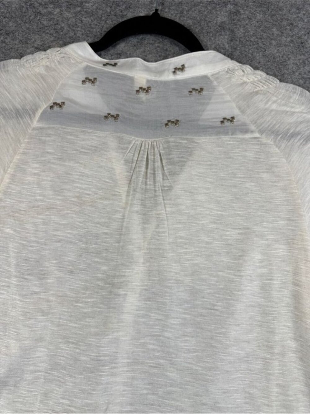 TINY Silk Blend Boho Embroidered Top Large Festival Blouse Western Casual Chic - Picture 15 of 16